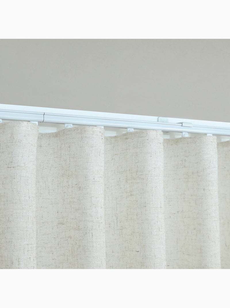 Conjunto de calhas ajustáveis com cortina de linho com pregas que permite a passagem da luz Bege claro - Kiabi