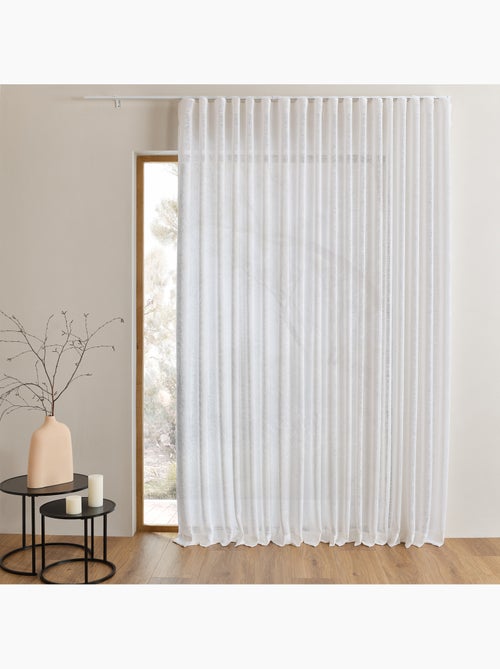 Conjunto de calhas ajustáveis com cortina de linho com pregas que permite a passagem da luz - Kiabi