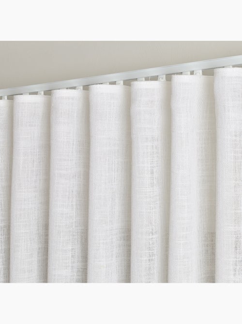Conjunto de calhas ajustáveis com cortina de linho com pregas que permite a passagem da luz - Kiabi