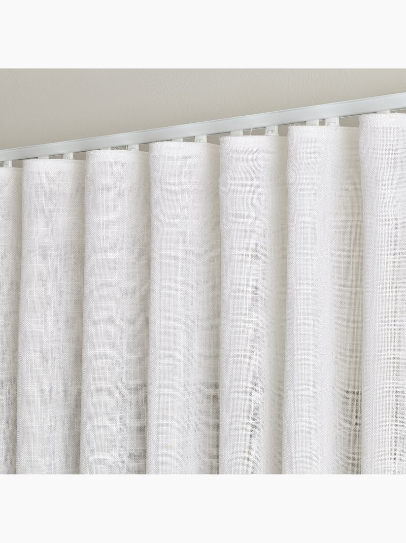 Conjunto de calhas ajustáveis com cortina de linho com pregas que permite a passagem da luz Branco - Kiabi