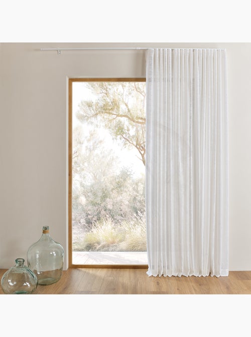 Conjunto de calhas ajustáveis com cortina de linho com pregas que permite a passagem da luz - Kiabi