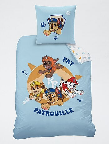 Conjunto de cama 1 pessoa 2 peças 'Patrulha Pata': capa de edredão + 1 fronha