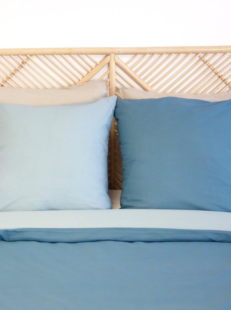 Conjunto de cama + 2 fronhas de algodão liso 240x220 - 260x240 Azul - Kiabi