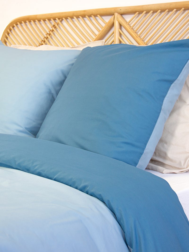 Conjunto de cama + 2 fronhas de algodão liso 240x220 - 260x240 Azul - Kiabi