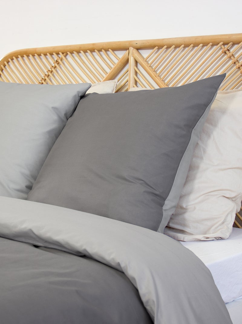 Conjunto de cama + 2 fronhas de algodão liso 240x220 - 260x240 Cinza - Kiabi