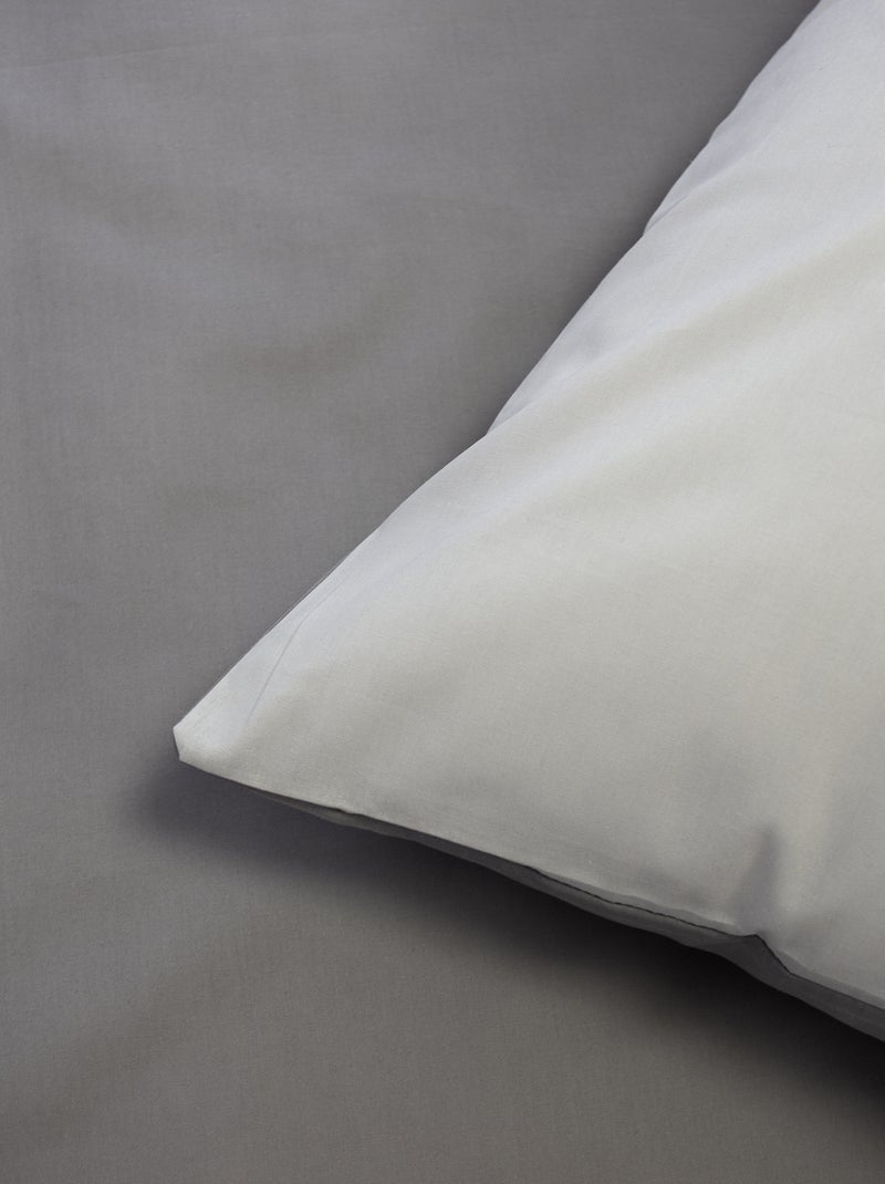 Conjunto de cama + 2 fronhas de algodão liso 240x220 - 260x240 Cinza - Kiabi
