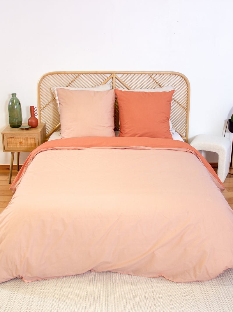 Conjunto de cama + 2 fronhas de algodão liso 240x220 - 260x240 Laranja - Kiabi