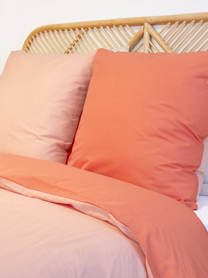 Conjunto de cama + 2 fronhas de algodão liso 240x220 - 260x240 Laranja - Kiabi