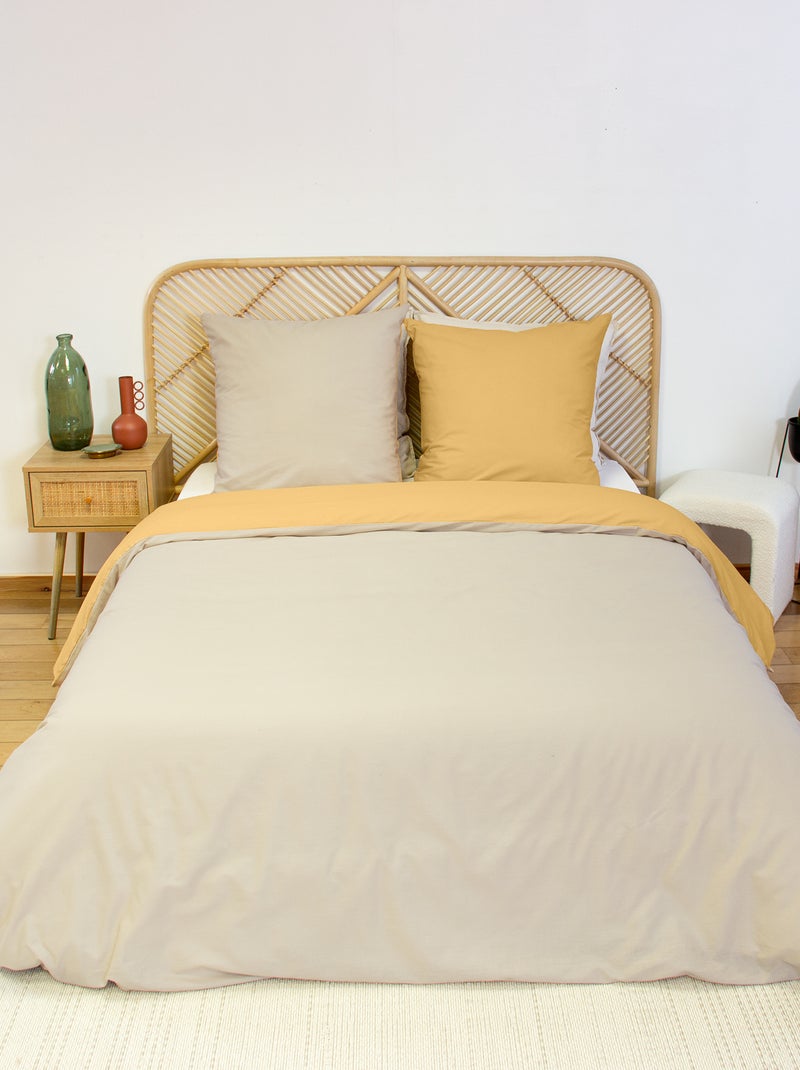 Conjunto de cama + 2 fronhas de algodão liso 240x220 - 260x240 Laranja - Kiabi