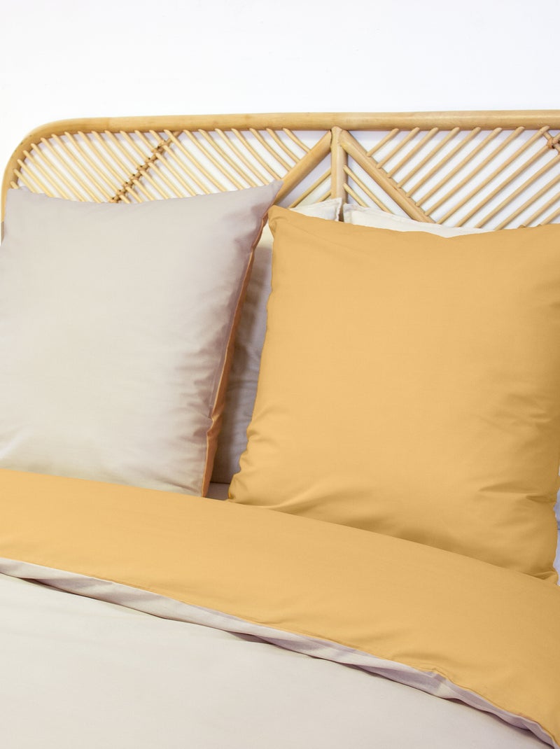 Conjunto de cama + 2 fronhas de algodão liso 240x220 - 260x240 Laranja - Kiabi