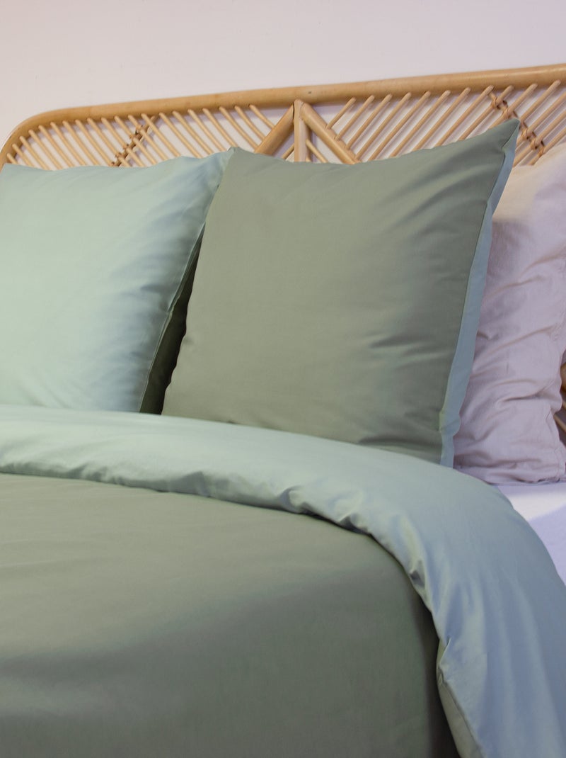 Conjunto de cama + 2 fronhas de algodão liso 240x220 - 260x240 Verde - Kiabi