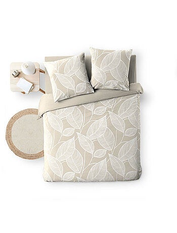Conjunto de 3 peças de roupa de cama em algodão com padrão de folhas, capa + fronhas