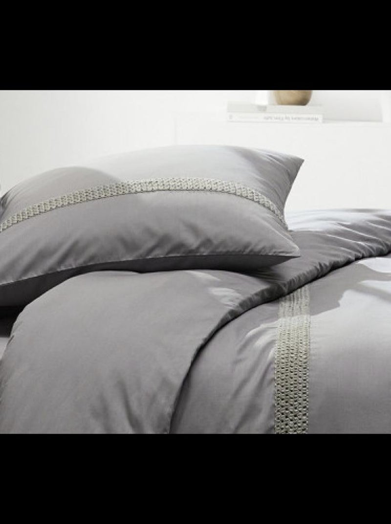 Conjunto de cama algodão luxury macrame promo linge Cinza-prateado - Kiabi