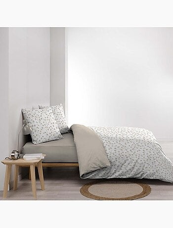 Conjunto de 3 peças de roupa de cama de algodão com desenho de pequenas folhas: capa + fronhas
