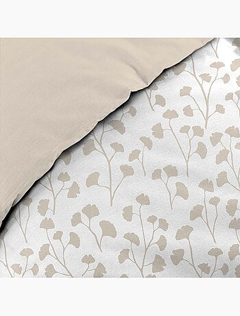 Conjunto de 3 peças de roupa de cama de algodão com desenho de pequenas folhas: capa + fronhas