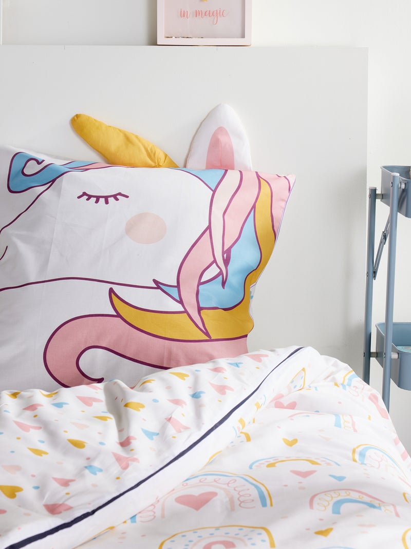 Conjunto de cama animado Unicórnio - 1 pessoa Rosa - Kiabi