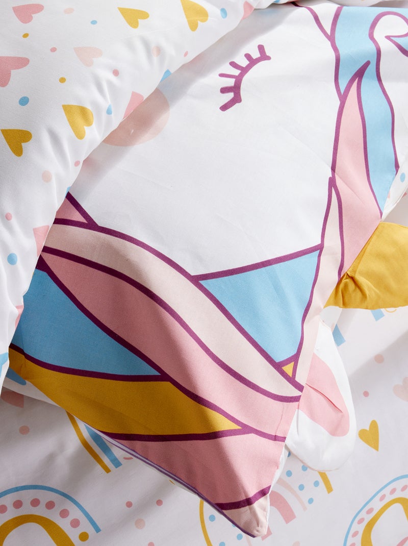Conjunto de cama animado Unicórnio - 1 pessoa Rosa - Kiabi