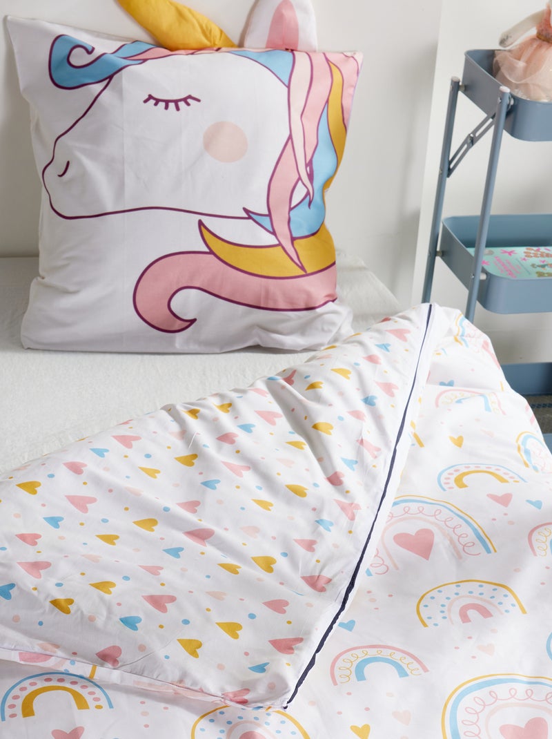 Conjunto de cama animado Unicórnio - 1 pessoa Rosa - Kiabi