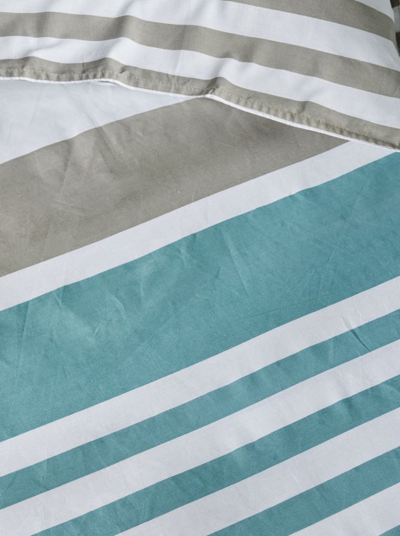 Conjunto de cama às riscas - Casal AZUL - Kiabi