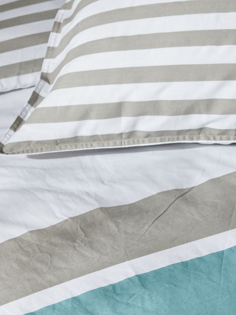 Conjunto de cama às riscas - Casal AZUL - Kiabi