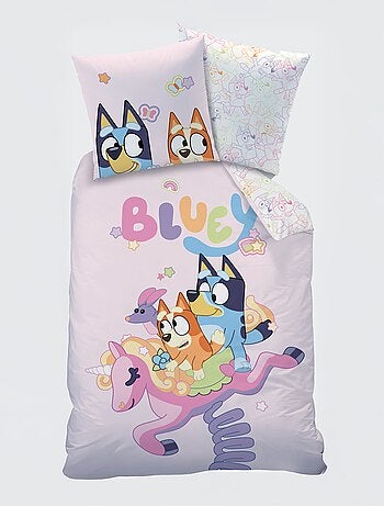 Conjunto de cama 'Bluey' 2 peças - 1 capa de edredão individual + 1 fronha