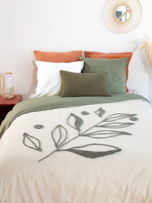 Conjunto de cama bordado - para 2 pessoas - Kiabi