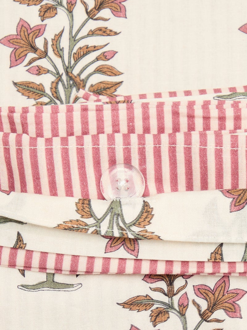 Conjunto de cama casal - 1 capa de edredão + 2 fronhas Rosa - Kiabi