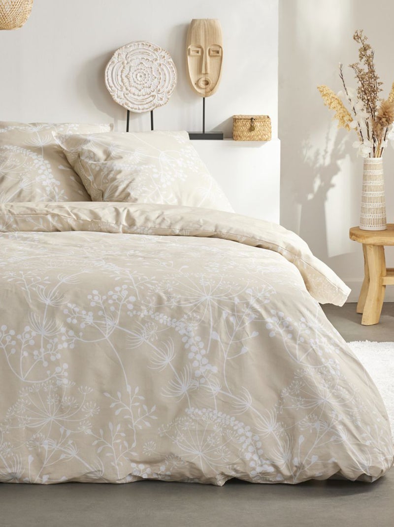 Conjunto de cama com estampado floral - 2 pessoas Bege - Kiabi