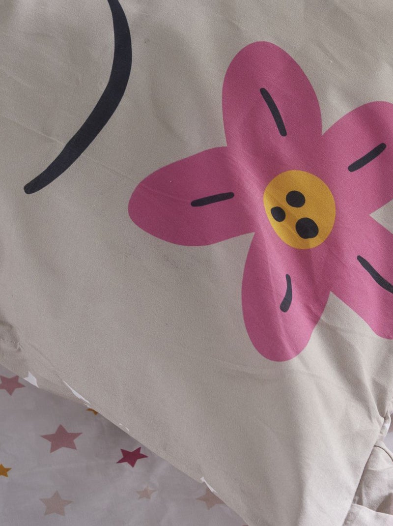 Conjunto de cama com estampado gato - Solteiro Bege - Kiabi