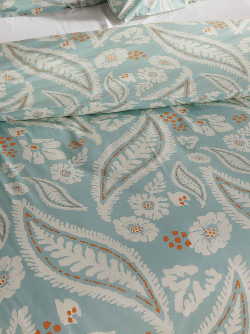 Conjunto de cama com estampado plumas - Casal Azul - Kiabi