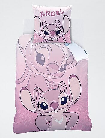 Conjunto de cama com estampado 'Stitch e Angel' - 1 pessoa
