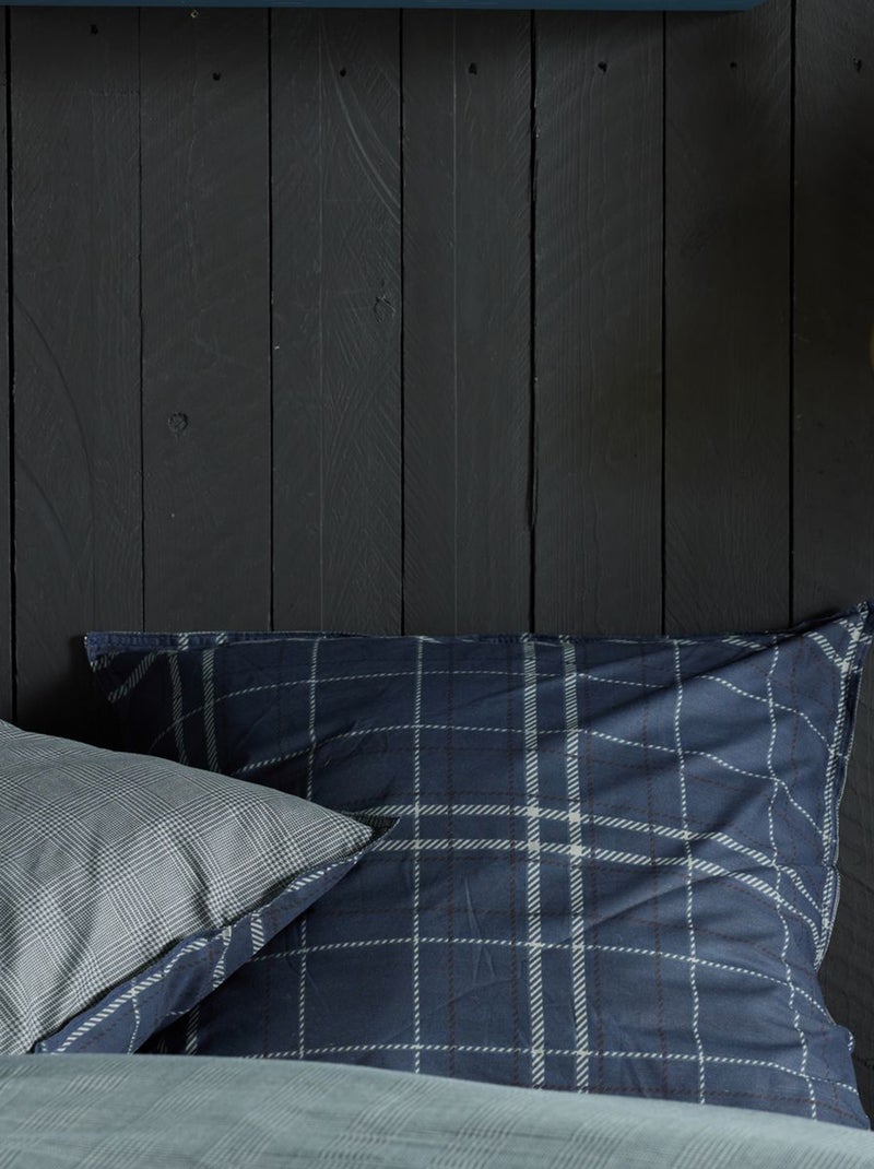 Conjunto de cama com estampado Tartan - 2 pessoas Branco - Kiabi