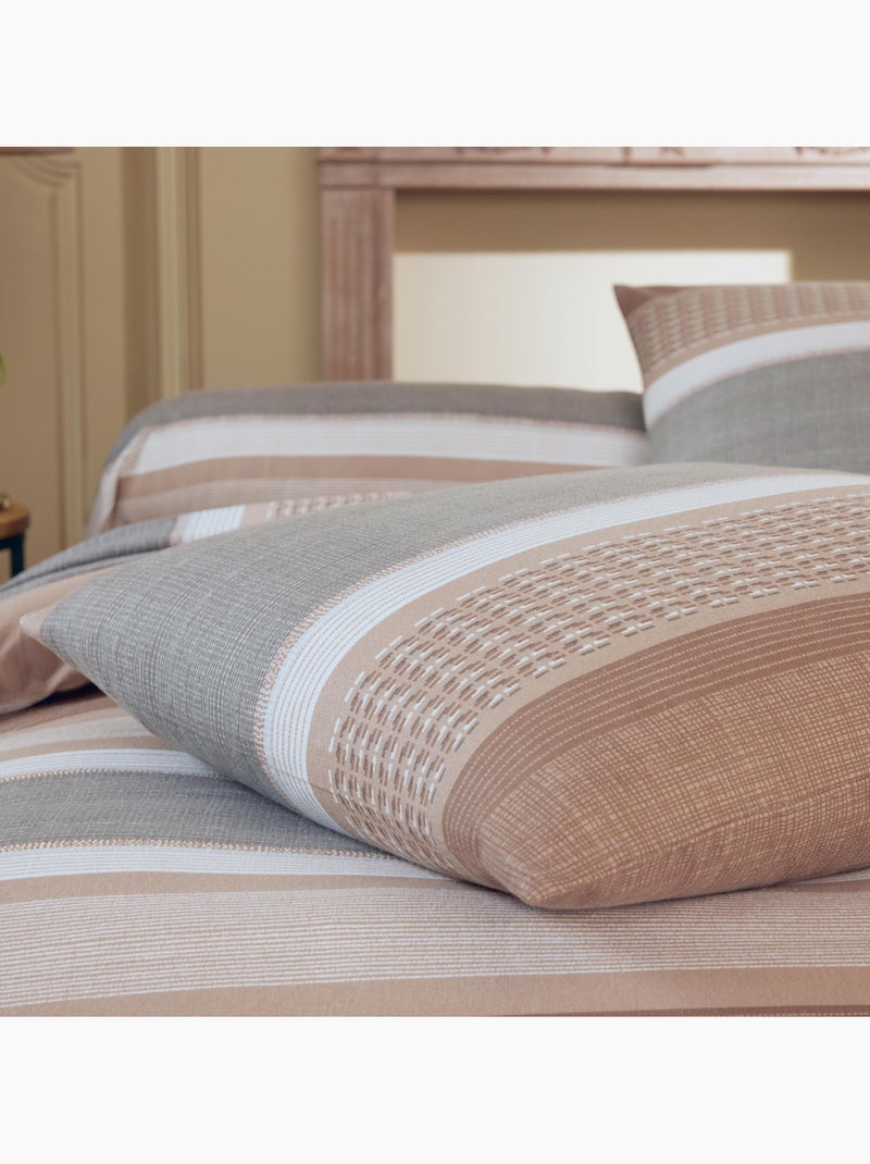 Conjunto de cama de 2 peças em flanela às riscas: capa de edredão + fronha Cinza - Kiabi
