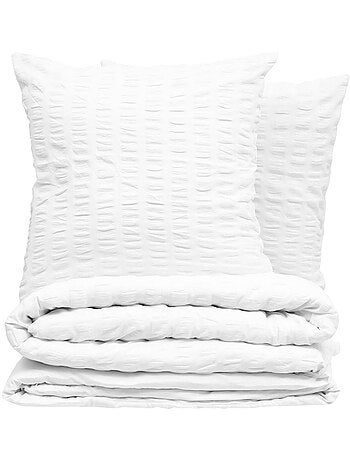 Conjunto de cama de 3 peças com riscas plissadas