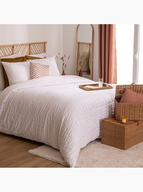 Conjunto de cama de 3 peças com riscas plissadas - Kiabi