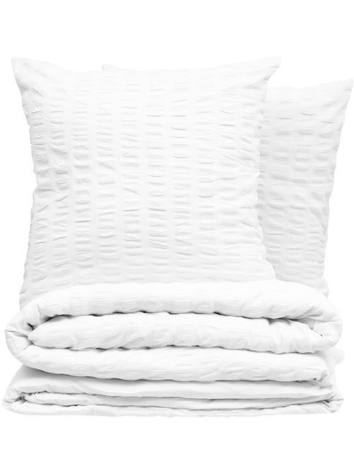Conjunto de cama de 3 peças com riscas plissadas - Kiabi