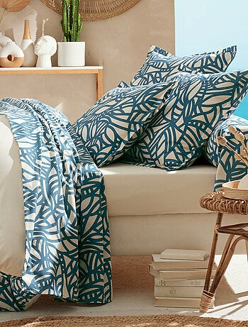 Conjunto de cama de 3 peças em algodão vegetal com padrão geométrico: capa de edredão + fronhas