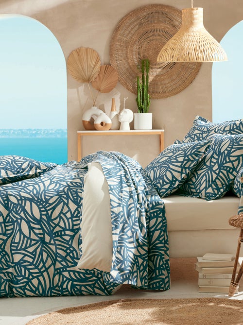 Conjunto de cama de 3 peças em algodão vegetal com padrão geométrico: capa de edredão + fronhas - Kiabi