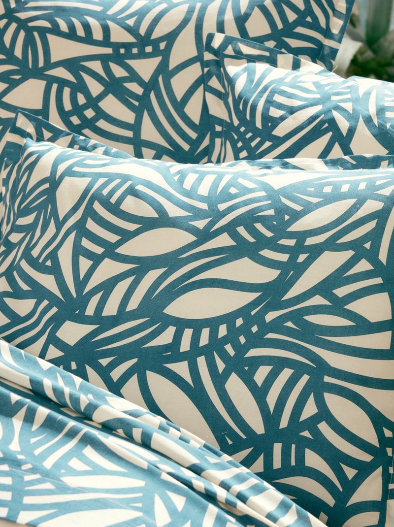 Conjunto de cama de 3 peças em algodão vegetal com padrão geométrico: capa de edredão + fronhas Azul - Kiabi