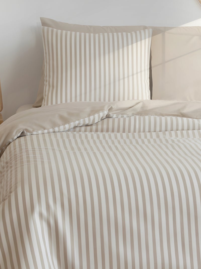Conjunto de cama de casal (240 x 220 cm ou 260 x 240 cm) - 1 capa de edredão + 2 almofadas Beige - Kiabi