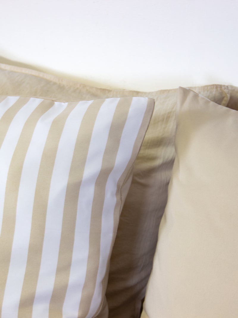 Conjunto de cama de casal (240 x 220 cm ou 260 x 240 cm) - 1 capa de edredão + 2 almofadas Beige - Kiabi