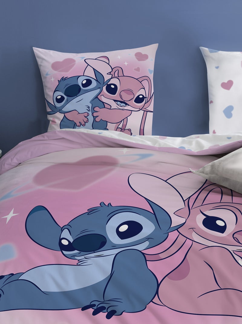 Conjunto de cama de casal 240 x 220 cm 'Stitch e Angel' Azul - Kiabi
