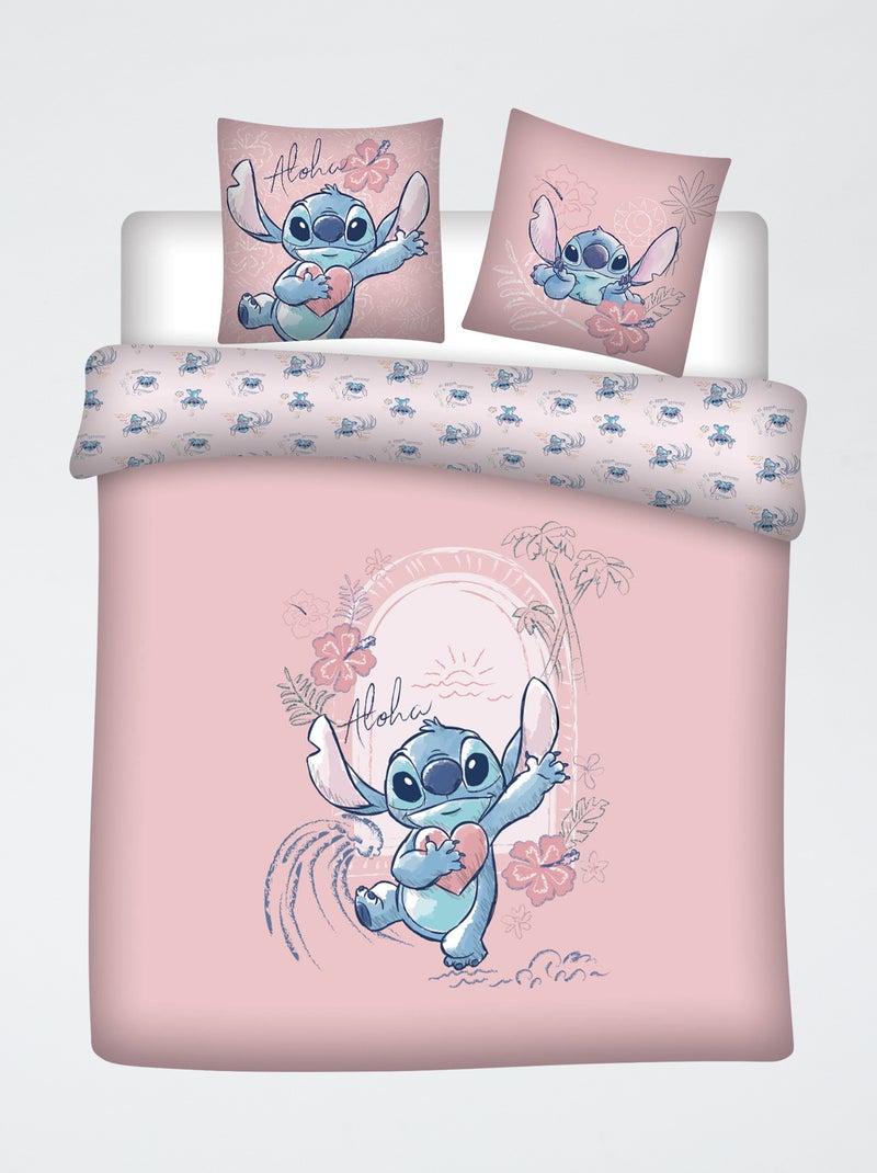 Conjunto de cama 'Disney' de 3 peças - 1 capa de edredão para 2 pessoas + 2 fronhas Rosa - Kiabi