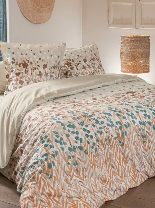 Conjunto de cama em algodão com padrão floral estilizado, incluindo fronhas - Kiabi