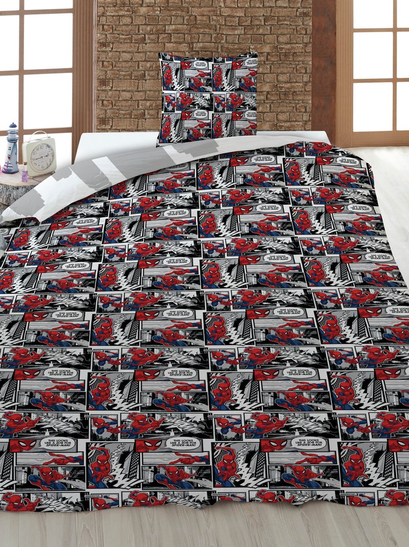 Conjunto de cama estampado capa de edredão + 1 fronha - 1 pessoa Preto - Kiabi
