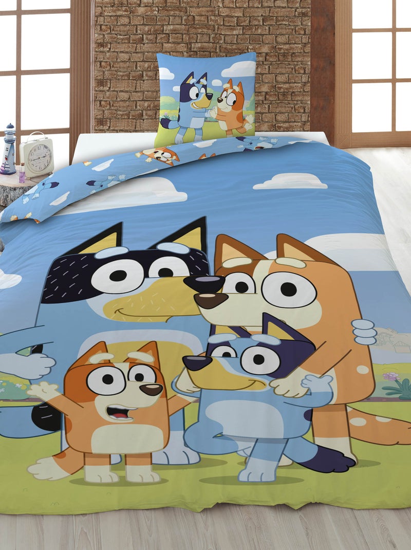 Conjunto de cama estampado capa de edredão + 2 fronhas - 2 pessoas Azul - Kiabi