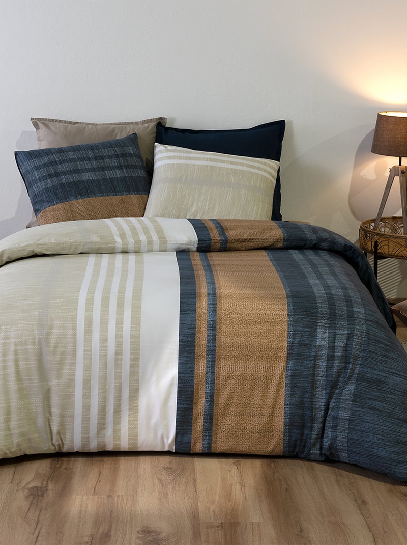 Conjunto de cama estampado capa de edredão + 2 fronhas - 2 pessoas Azul - Kiabi