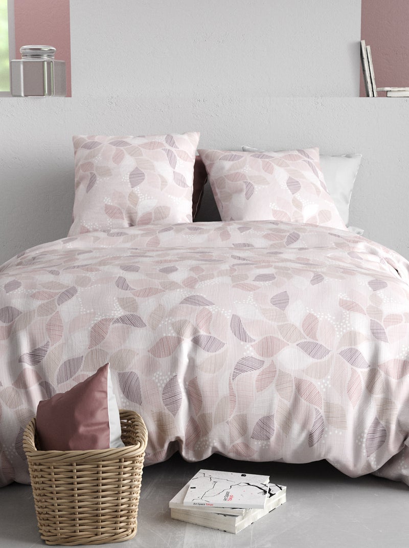 Conjunto de cama estampado capa de edredão + 2 fronhas - 2 pessoas Bege - Kiabi