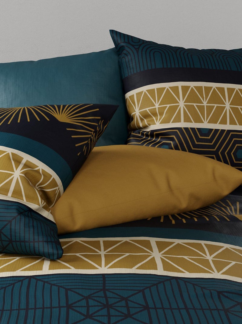 Conjunto de cama estampado capa de edredão + 2 fronhas - 2 pessoas Branco - Kiabi