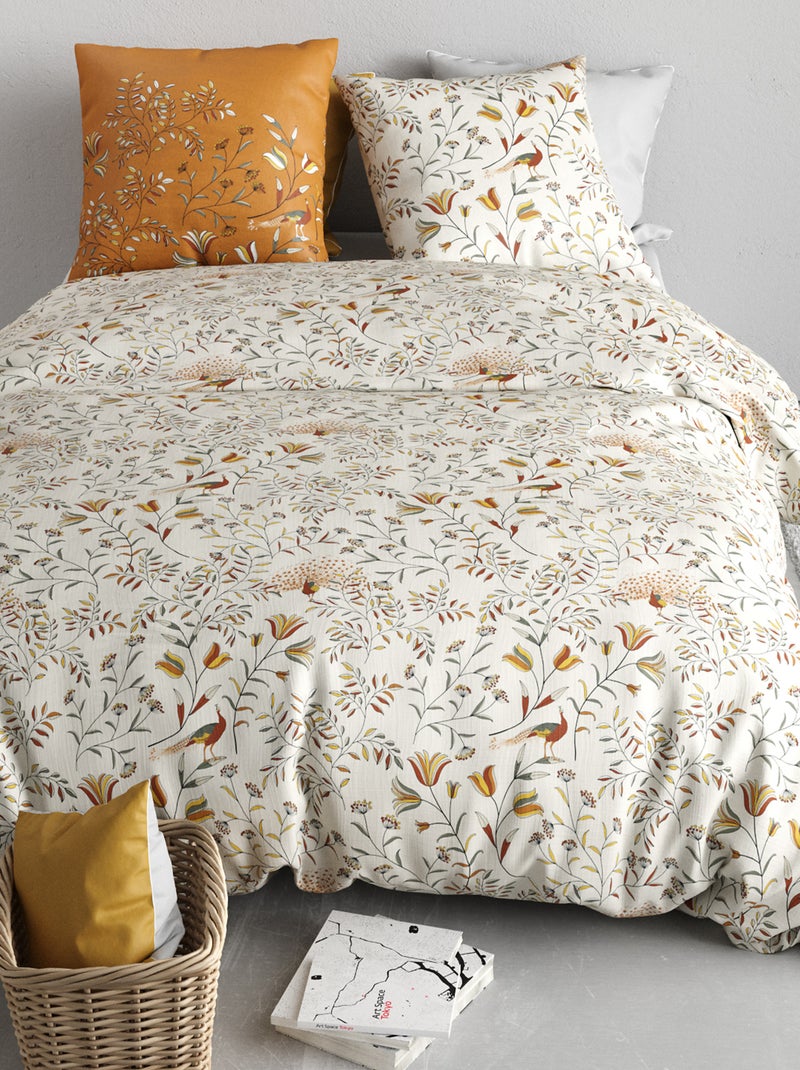 Conjunto de cama estampado capa de edredão + 2 fronhas - 2 pessoas Branco - Kiabi